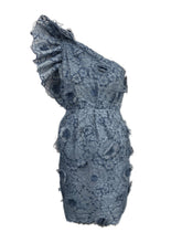 Stella McCartney blue lace floral one shoulder mini dress